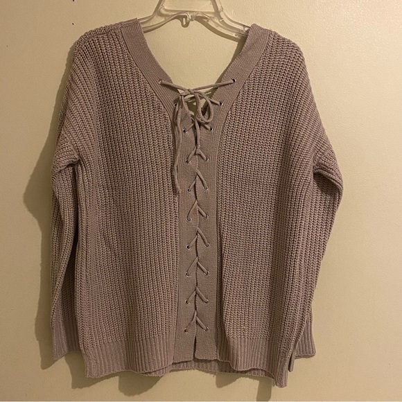 Umgee Womens Sweater Size S Tunic Boho Lace Back V-Neck Rose Color Long Sleeve - Picture 6 of 10